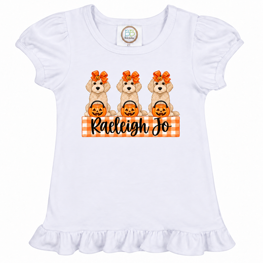 Girls Custom Dog Pumpkin Tee