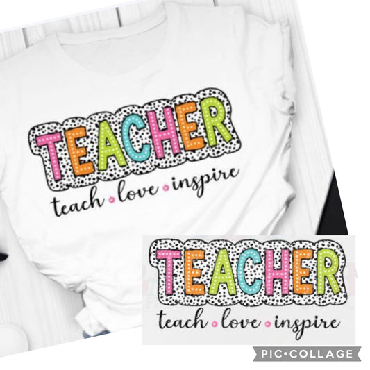 Back to School Teacher Tee Teach Love Inspire